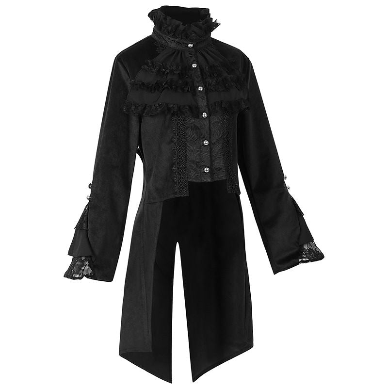 Womens Medieval Steampunk Tailcoat Victorian Jacket Lace Tuxedo Vintage Tailcoat Coat