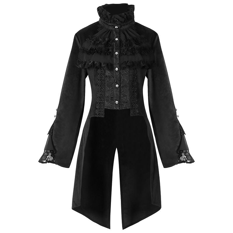 Womens Medieval Steampunk Tailcoat Victorian Jacket Lace Tuxedo Vintage Tailcoat Coat