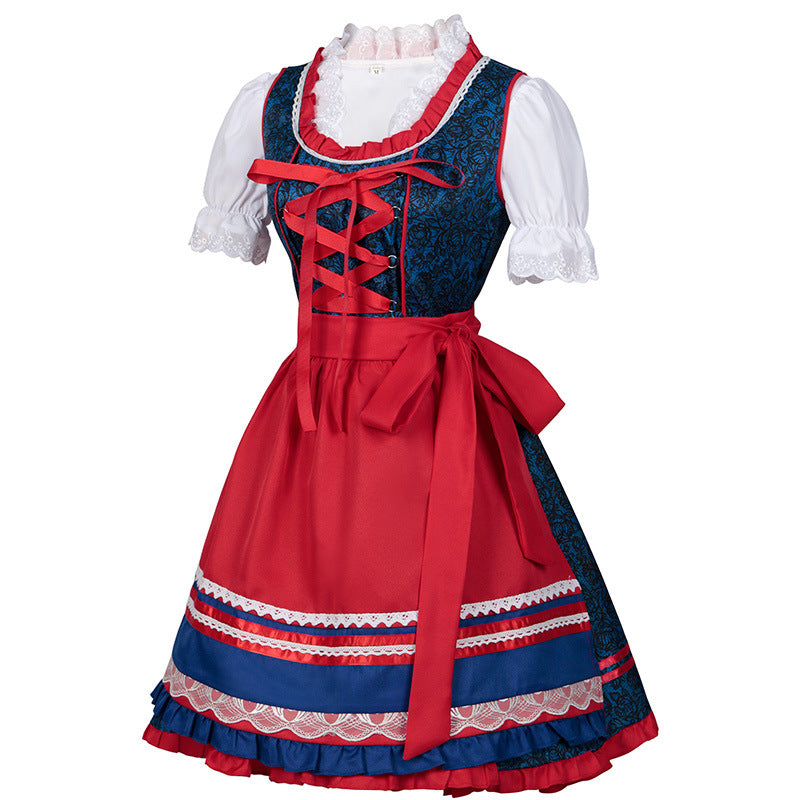 Womens Oktoberfest Dress Costume German Dirndl Dress 2 Pieces for Bavarian Carnival
