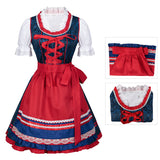 Womens Oktoberfest Dress Costume German Dirndl Dress 2 Pieces for Bavarian Carnival