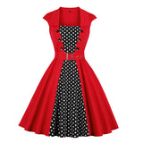 Womens Polka Dot 1950s Style Rockabilly Vintage Dress with Belt