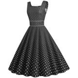 Womens Polka Dots Party Swing Dress Vintage 1950s Square Neck Retro Cocktail Dress