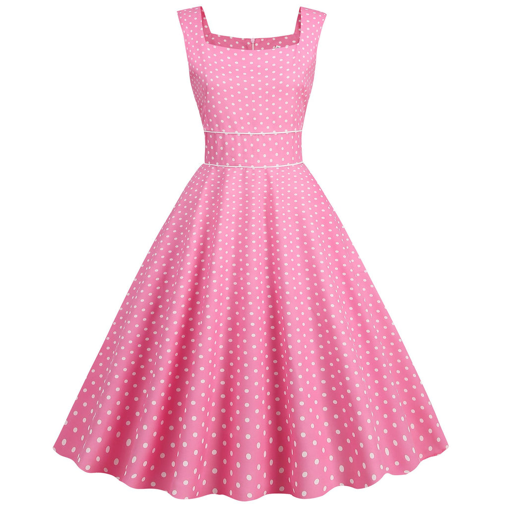 cocktail party swing dress MUXXN 1950s Retro A-Line V-Neck Casual Cocktail Party Swing Dress