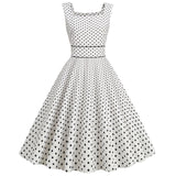 Womens Polka Dots Party Swing Dress Vintage 1950s Square Neck Retro Cocktail Dress