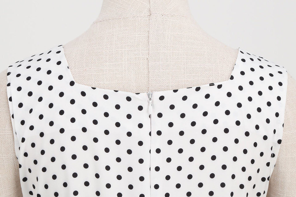 Womens Polka Dots Party Swing Dress Vintage 1950s Square Neck Retro Cocktail Dress