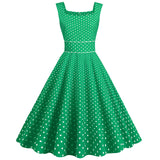 Womens Polka Dots Party Swing Dress Vintage 1950s Square Neck Retro Cocktail Dress