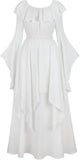 Womens Renaissance Costume Dress Medieval Long Sleeved Outfit Gown Irish Over Victorian Vintage Halloween