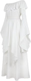 Womens Renaissance Costume Dress Medieval Long Sleeved Outfit Gown Irish Over Victorian Vintage Halloween