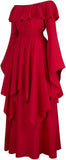 Womens Renaissance Costume Dress Medieval Long Sleeved Outfit Gown Irish Over Victorian Vintage Halloween