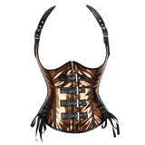 Womens Retro Victorian Steampunk Leather Underbust Bustier Corset