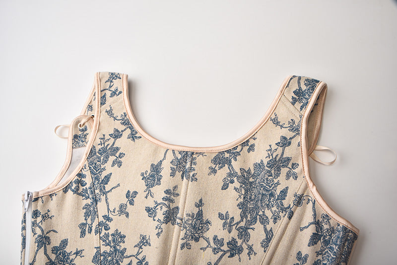 Womens Vintage 1920s Renaissance Lace Trim Tie Front Corset Bustier