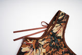 Womens Vintage 1920s Renaissance Lace Trim Tie Front Corset Bustier