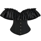 Womens Vintage Off Shoulder Corset Bustier Lace Up Boned Overbust Corset Renaissance Corset Tops