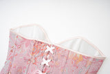 Womens Vintage Victorian Floral Denim Overbust Push Up Corset Bustier Top