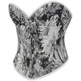 Womens Vintage Victorian Floral Denim Overbust Push Up Corset Bustier Top