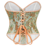 Womens Vintage Victorian Floral Denim Overbust Push Up Corset Bustier Top