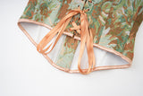 Womens Vintage Victorian Floral Denim Overbust Push Up Corset Bustier Top