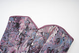Womens Vintage Victorian Floral Denim Overbust Push Up Corset Bustier Top