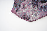 Womens Vintage Victorian Floral Denim Overbust Push Up Corset Bustier Top