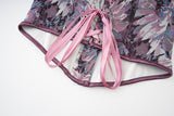 Womens Vintage Victorian Floral Denim Overbust Push Up Corset Bustier Top