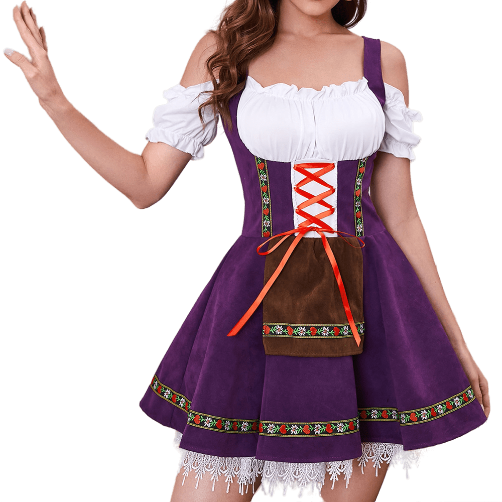 Womens Oktoberfest Costume Velvet German Bavarian Dress for Halloween – Hiipps