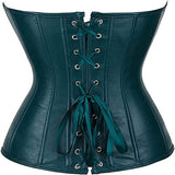 Zipper Front Faux Leather Overbust Corset Bustier Tops