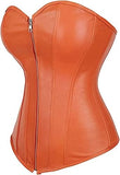 Zipper Front Faux Leather Overbust Corset Bustier Tops
