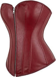 Zipper Front Faux Leather Overbust Corset Bustier Tops