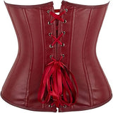 Zipper Front Faux Leather Overbust Corset Bustier Tops