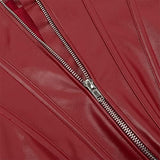 Zipper Front Faux Leather Overbust Corset Bustier Tops