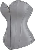 Zipper Front Faux Leather Overbust Corset Bustier Tops