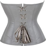 Zipper Front Faux Leather Overbust Corset Bustier Tops