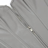 Zipper Front Faux Leather Overbust Corset Bustier Tops