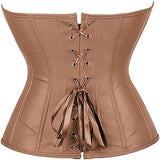 Zipper Front Faux Leather Overbust Corset Bustier Tops