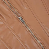 Zipper Front Faux Leather Overbust Corset Bustier Tops