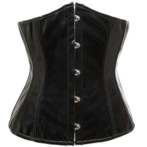 Women's Wet Look Leather Underbust Corset Bustier Waist Training Cincher Corsets