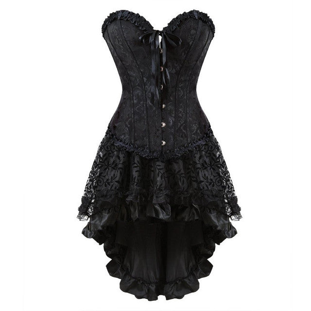 Plus Size Costume Overbust Burlesque Victorian Corset and Skirt Set