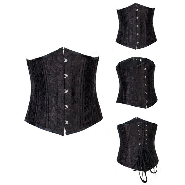 24 Steel Boned Brocade Underbust Waist Training Corset