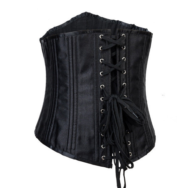 24 Steel Bones Waist Training Black Underbust Corset