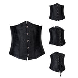 24 Steel Bones Waist Training Black Underbust Corset