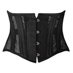 26 Steel Boned Waist Training Cincher Breathable Mesh Corset Short Torso Shapewear