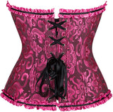 Women's Lace Up Boned Overbust Corset Bustier Bodyshaper Top