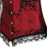 Corset Overbust Lace Up Tops for Women with Long Lace Sleeves