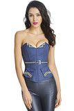 Denim Corsets Bustier Tops with Side Zipper