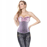 Classic Rouched Cups Brocade Overbust Corset