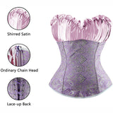 Classic Rouched Cups Brocade Overbust Corset