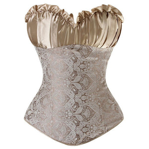 Classic Rouched Cups Brocade Overbust Corset