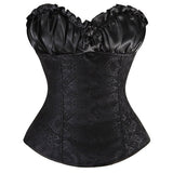 Classic Rouched Cups Brocade Overbust Corset