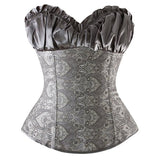Classic Rouched Cups Brocade Overbust Corset
