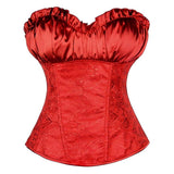 Classic Rouched Cups Brocade Overbust Corset